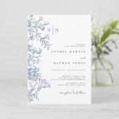 Blauw Trouwen Vintage Kaart (Staand voorkant)