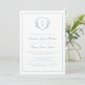 Blauw Trouwfeest met Monogram Kaart (Staand voorkant)