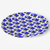 Blauw truckontwerp papieren bordje (Gekanteld)