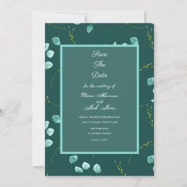 Blauw Tuin Aquarel Stelen Trouw Save The Date Kaart