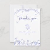 Blauw Tuin Chinoiserie Bruidsmeisjesfeest Bedankkaart (Voorkant)