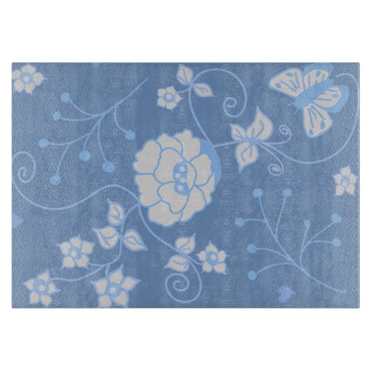 Blauw Tuin Sierglas Snijplank (Voorkant)
