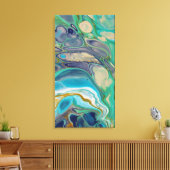 Blauw Turkoois Paars Turquoise Marmer Abstracte Ku Canvas Afdruk (Insitu (Woonkamer))
