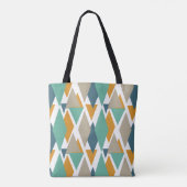 Blauw Turkoois Sinaasappel Tan Diamonds en Driehoe Tote Bag (Achterkant)