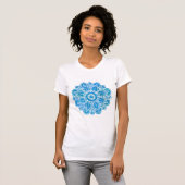 Blauw Turkoois Wit Bloemen Mandala T-shirt (Voorkant volledig)