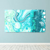 Blauw, turkooise Zee Waves en bubbels Canvas Afdruk (Insitu (Houten vloer))