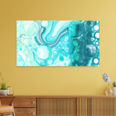 Blauw, turkooise Zee Waves en bubbels Canvas Afdruk (Insitu (Woonkamer))