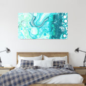 Blauw, turkooise Zee Waves en bubbels Canvas Afdruk (Insitu (Slaapkamer))
