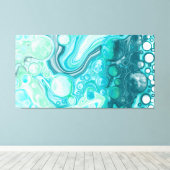 Blauw, turkooise Zee Waves en bubbels Canvas Afdruk (Insitu (Houten vloer))