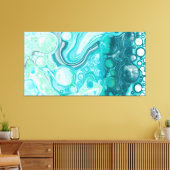 Blauw, turkooise Zee Waves en bubbels Canvas Afdruk (Insitu (Woonkamer))