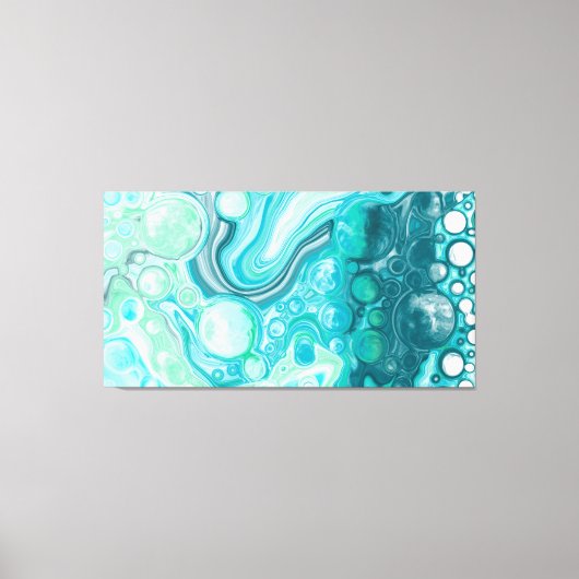 Blauw, turkooise Zee Waves en bubbels Canvas Afdruk (Voorkant)