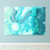 Blauw, turkooise Zee Waves en bubbels Canvas Afdruk (Insitu (Houten vloer))
