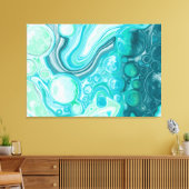 Blauw, turkooise Zee Waves en bubbels Canvas Afdruk (Insitu (Woonkamer))
