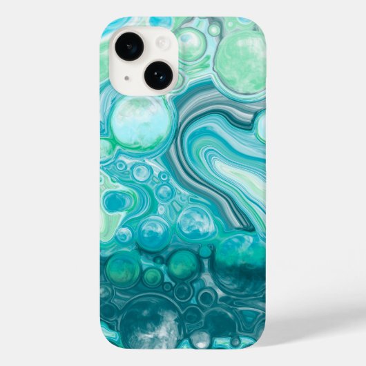 Blauw, turkooise Zee Waves en bubbels Case-Mate iPhone Case (Achterkant)