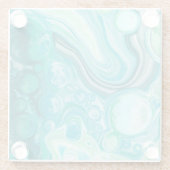 Blauw, turkooise Zee Waves en bubbels Glazen Onderzetter (Achterkant)