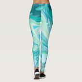 Blauw, turkooise Zee Waves en bubbels Leggings (Achterkant)