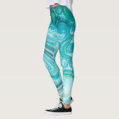 Blauw, turkooise Zee Waves en bubbels Leggings (Links)