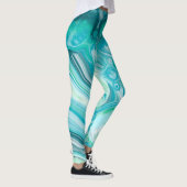Blauw, turkooise Zee Waves en bubbels Leggings (Rechts)