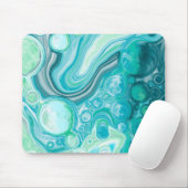 Blauw, turkooise Zee Waves en bubbels Muismat (Met muis)