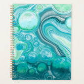Blauw, turkooise Zee Waves en bubbels Planner (Voorkant)