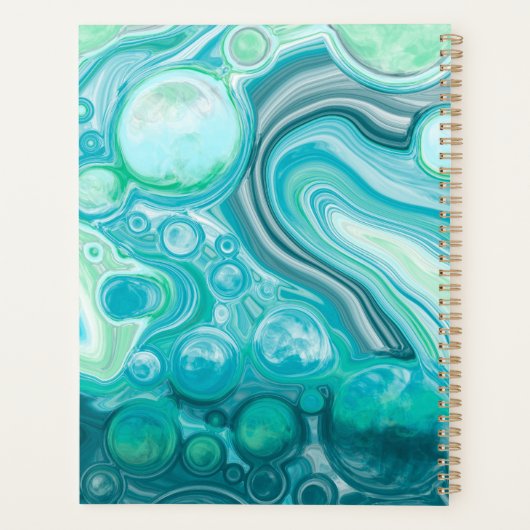Blauw, turkooise Zee Waves en bubbels Planner (Achterkant)