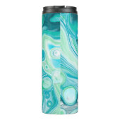 Blauw, turkooise Zee Waves en bubbels Thermosbeker (Achterkant)