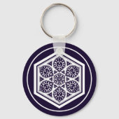 Blauw Turks Rosette Geometric Graphic Sleutelhanger (Voorkant)