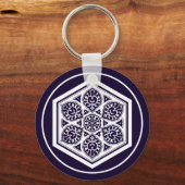 Blauw Turks Rosette Geometric Graphic Sleutelhanger (Voorkant)