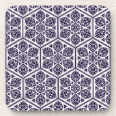  blauw Turks rozet geometrisch oosters Bier Onderzetter (Voorkant)