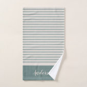 Blauw Turks Stripesonogram | Boerij Bad Handdoek (Handdoek)
