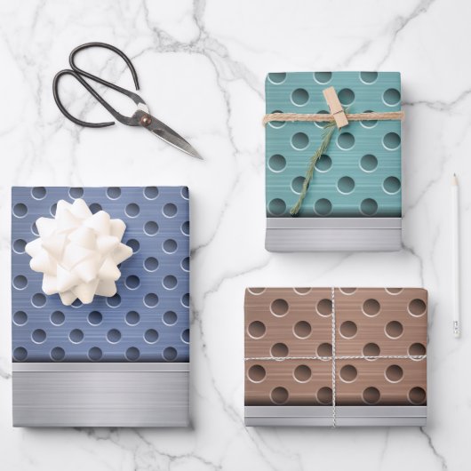 BLAUW TURQUOÏE BROWN SILVER METAL LOOK INPAKPAPIER VEL (Voorkant)