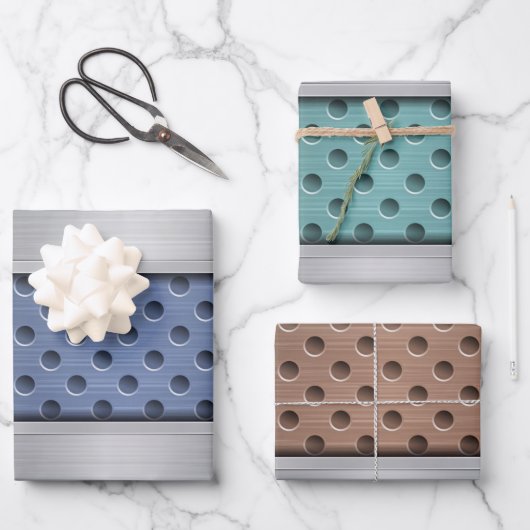 BLAUW TURQUOÏE BROWN SILVER METAL LOOK INPAKPAPIER VEL (Voorkant)