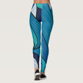 Blauw Turquoise Abstracte Golf Leggings (Achterkant)