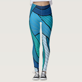Blauw Turquoise Abstracte Golf Leggings