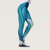 Blauw Turquoise Abstracte Golf Leggings (Rechts)