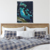 Blauw Turquoise Bahamas Uitgerekte Canvas Print (Insitu (Slaapkamer))