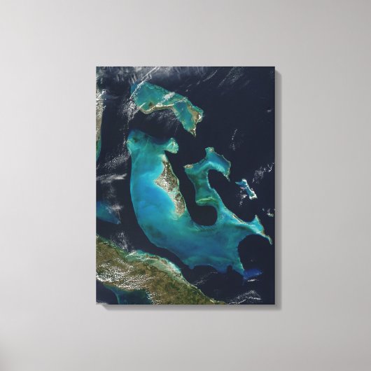 Blauw Turquoise Bahamas Uitgerekte Canvas Print (Voorkant)