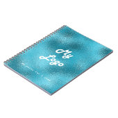 Blauw Turquoise bedrijfslogo Notitieboek (Linkerzijde)