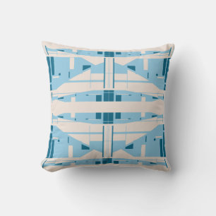 Blauw Turquoise Beige Mediterrane Mozaïek Tiers Kussen