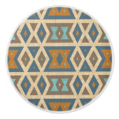 Blauw Turquoise Blauwgroen Sinaasappel Tan Brown T Keramische Knop (Voorkant)