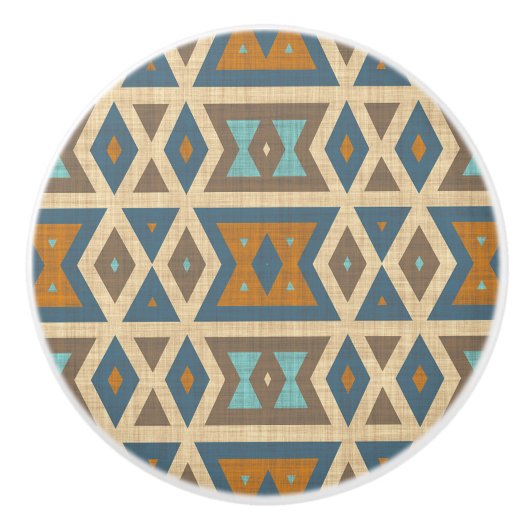 Blauw Turquoise Blauwgroen Sinaasappel Tan Brown T Keramische Knop (Voorkant)