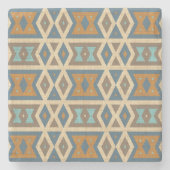 Blauw Turquoise Blauwgroen Sinaasappel Tan Brown T Stenen Onderzetter (Voorkant)