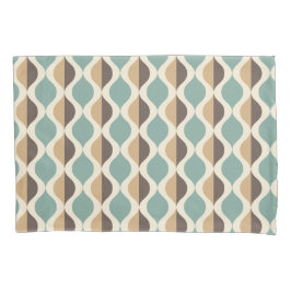 Blauw turquoise bruin Mid Century Modern Retro Vin Kussensloop