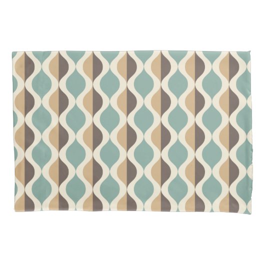 Blauw turquoise bruin Mid Century Modern Retro Vin Kussensloop (Voorkant)