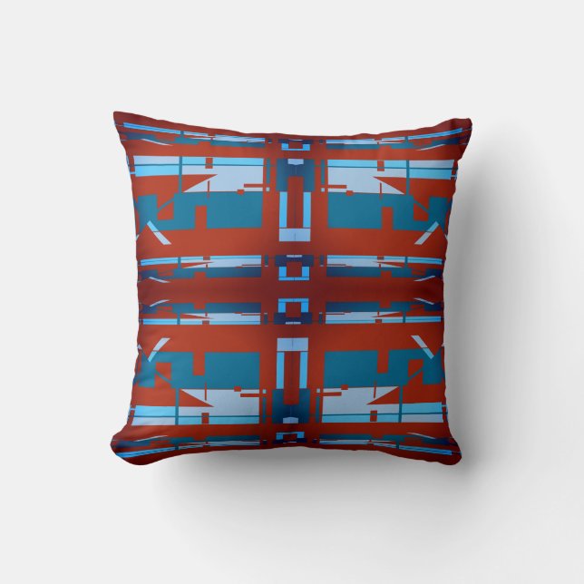Blauw Turquoise Donkerrood Zuidwestelijke Uitzicht Kussen (Voorkant)