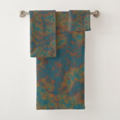 Blauw, Turquoise en Geroest Metaal Abstrat Bad Handdoek (Insitu)