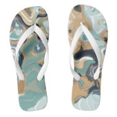 Blauw, Turquoise en Goud Gedraaide Marmer Teenslippers (Voetbed)