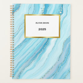 Blauw turquoise en goud marmer | Je naam Planner