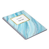 Blauw Turquoise en Goud Marmer | jouw naam Notitieboek (Rechterzijde)
