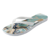 Blauw, Turquoise en Goud Swirled Marmer Teenslippers (Schuin)